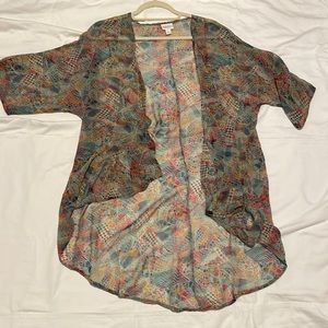 LuLaRoe Sheer Lindsay Kimono Size S Multi Colored Abstract Patterns